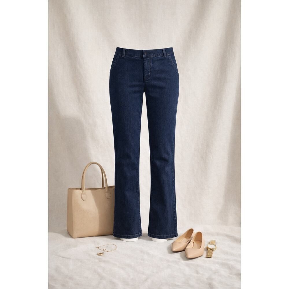 Betabrand Petite M Bootcut Dress Pant Pants Dark Wash Stretch Pull On Workwear